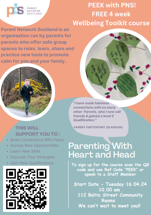 In partnership with @pns2018, we will be running classes for parents to drop in and chat about: Accessing new opportunities Learning new skills Discovering their strengths Gaining new qualifications Tuesday 10am - 12pm 112 Baltic Street Flats, G40 3BN forms.office.com/e/NQSLGQ63fi