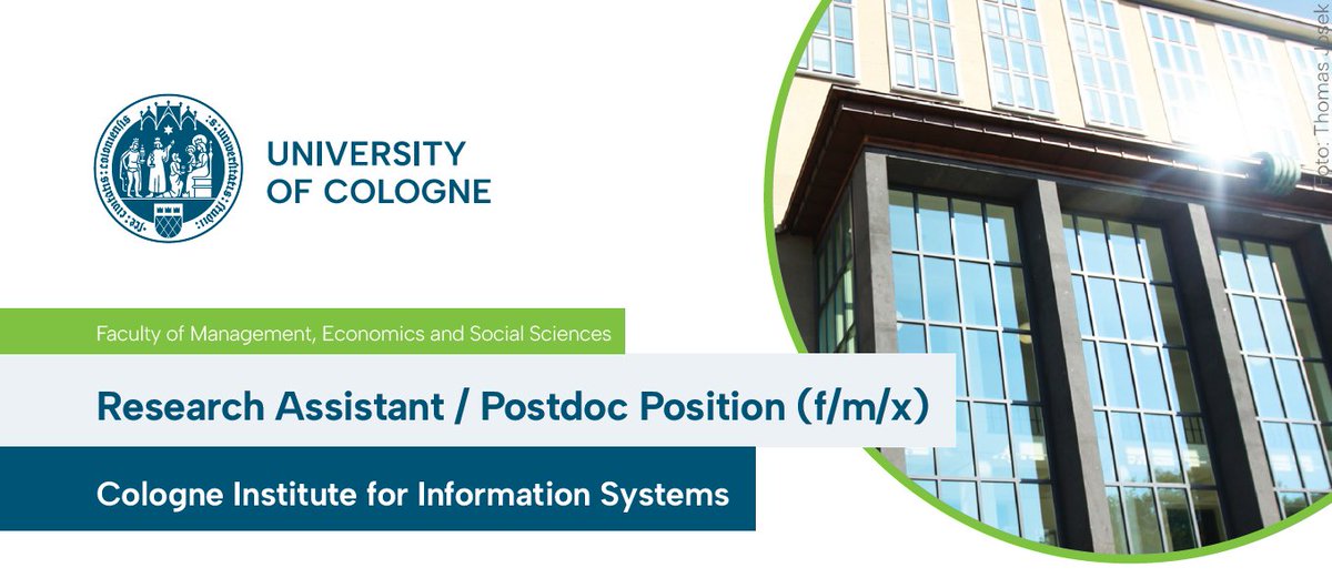 Cologne Institute for Information Systems @ciis_uoc @UniCologne in Germany has✌️ open positions in #management, #economics, #informationsystems and #computerscience! Apply to become a #ResearchAssistant or #PostDoc by 04/30🗓️: stellenwerk.de/en/koeln/find-…