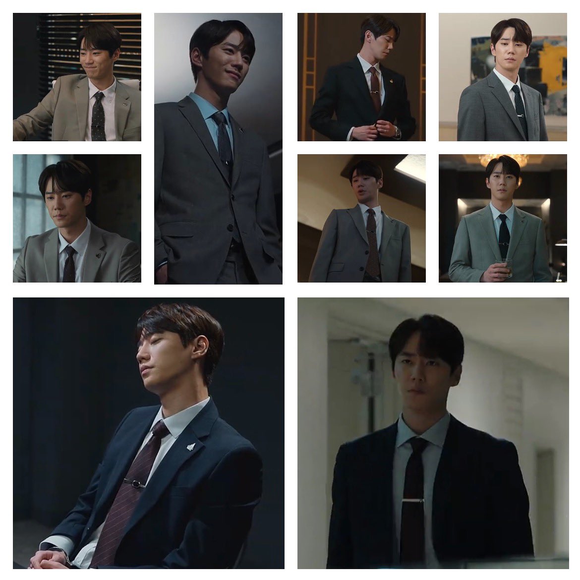 #LeeJunYoung got suited up in #TheImpossibleHeir 
It was roughly abt 32 different full suit & tie. He looks dapper & smart 😎
The first 5 is my fav 😍