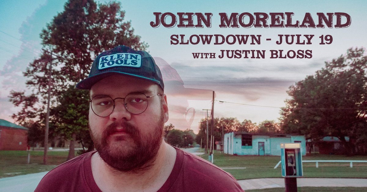 JUST ANNOUNCED! Incredible folk singer-songwriter John Moreland is coming to Omaha this summer! He'll hit the Main Room with Justin Bloss on 7/19. Tickets go onsale 10am next Friday, with a presale Wednesday at 10am. You won't want to miss this 🎶🎶 TIX: theslowdown.com/events