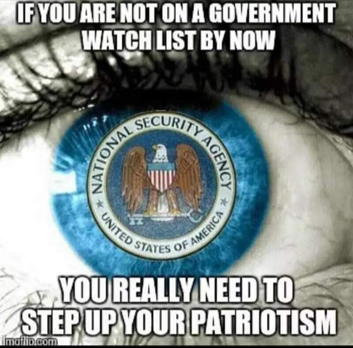 Good morning Patriots 🇺🇲

#FridayThoughts
If you've ever 'liked' a #Trump tweet,
you're on a watchlist by the 3-Letter #commies already spying on us, especially #Veterans!

Is this what #Vets served for?

#WeThePeople
#WeaponizedLawEnforcement
#FISA
#PoliceState
#BidenRegime