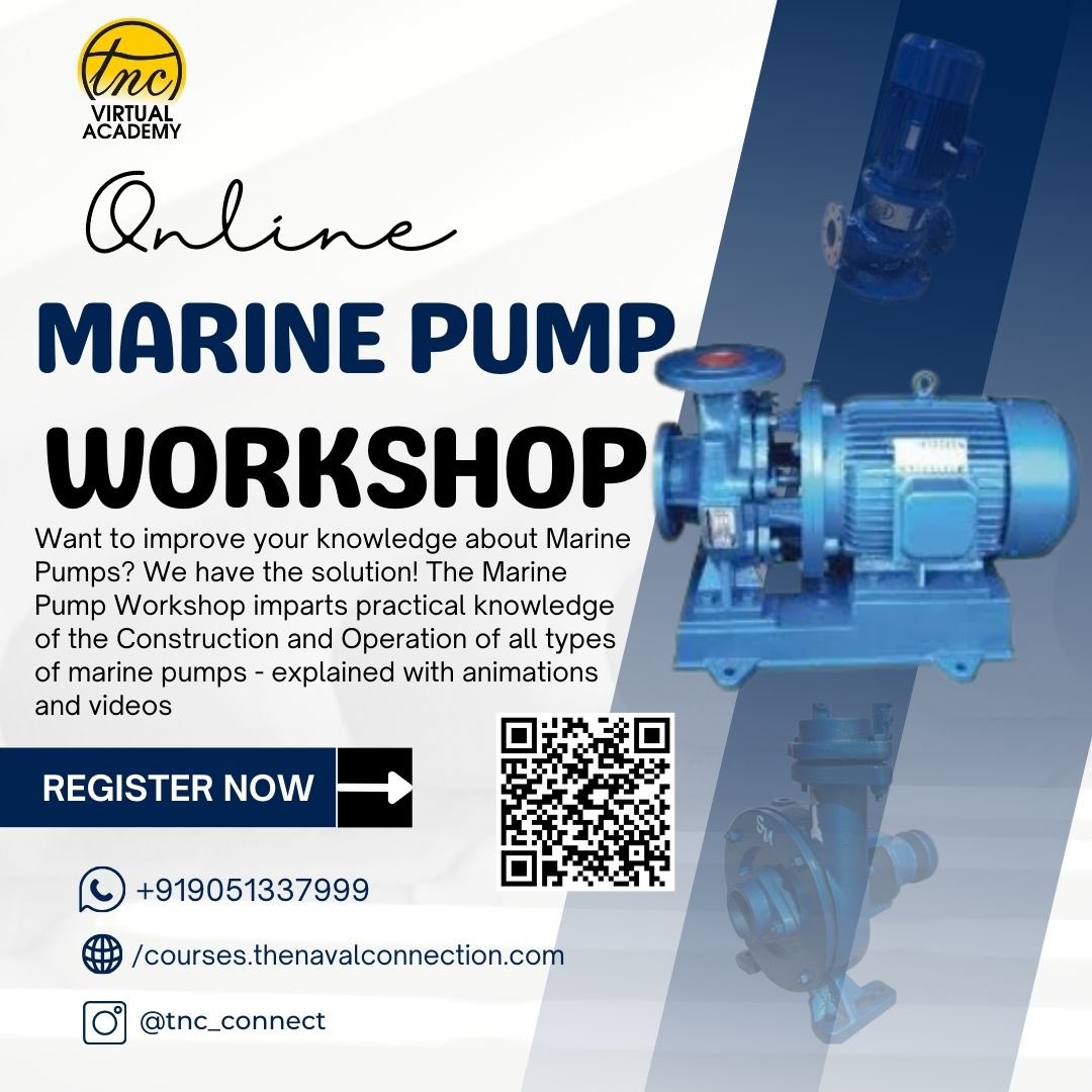 Dive deep into the heart of marine engineering with our latest course on marine pumps! 🚢Enroll now and set your maritime skills apart! ⚓️🌊 

#MarinePumps101 #SeafarersJourney #TheNavalConnection #NavyLife #MaritimeMastery #SailorSkills #TNCInnovation