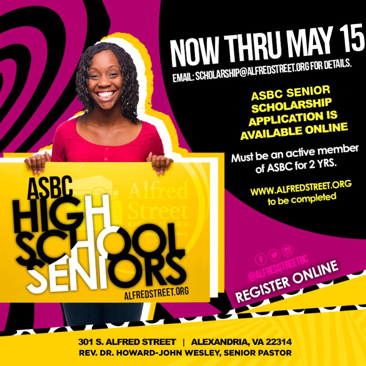 🚨 Attention ASBC High School Seniors! 🚨 The deadline to apply for the ASBC Senior Scholarship is approaching fast! Don't miss this opportunity! Apply by May 15th at alfredstreet.org. #alfredstreet #scholarship