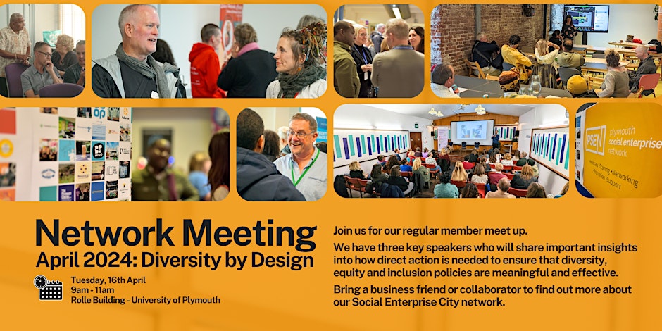 .@PlymSocEnt's next event is coming up on 16 April at the University of Plymouth. It's a chance to network with inspiring social purpose businesses and hear from key speakers with important insights into diversity, equity and inclusion. Book your place: eventbrite.co.uk/e/psen-network…