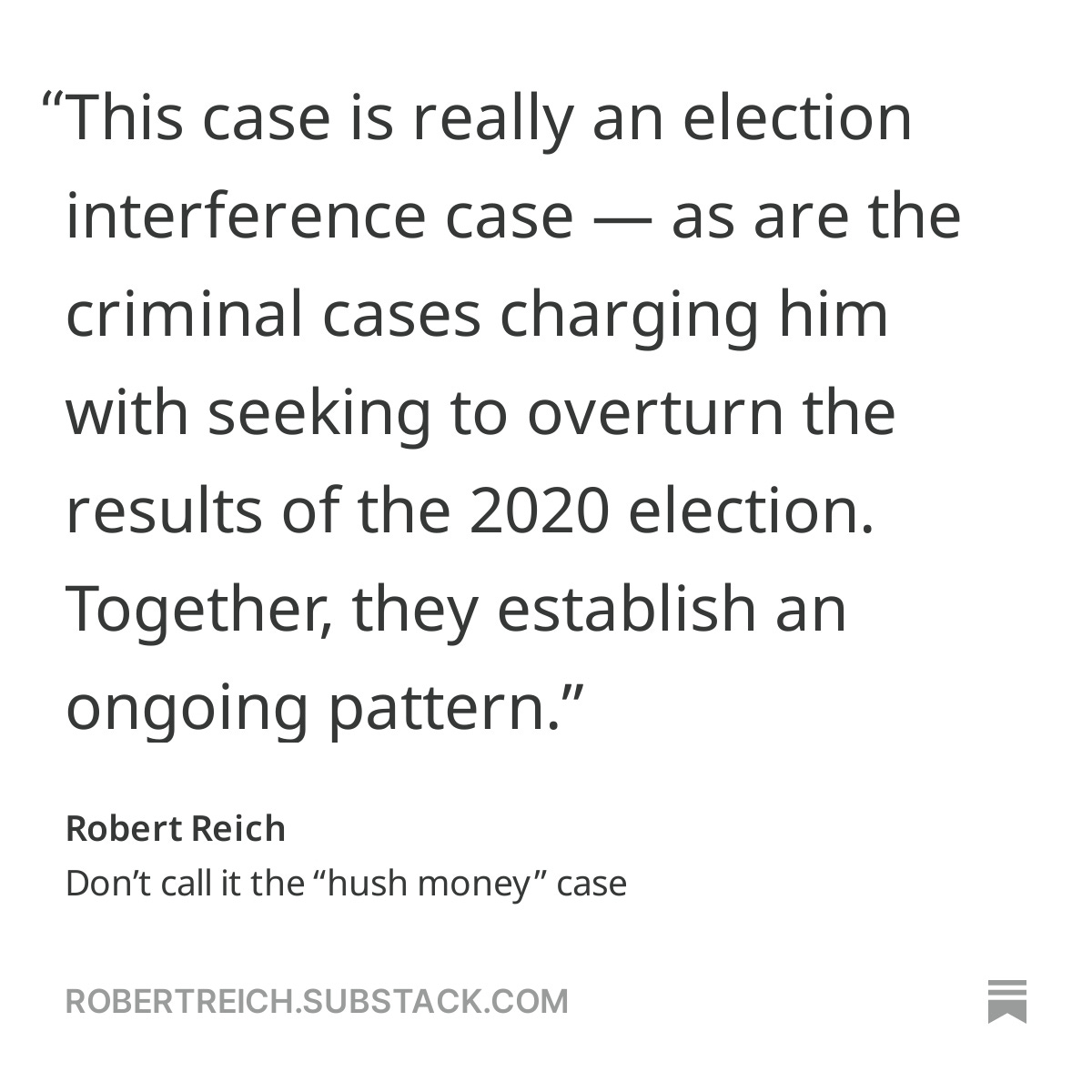 Trump tried to keep relevant information from voters on the eve of the 2016 election. This trial is about the integrity of our election system. Don’t call it the “hush money” case. bit.ly/3JcOcGO