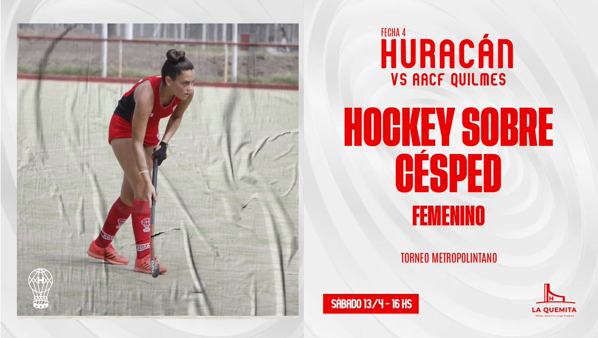 #Huracán 🎈 #HockeySobreCésped

🏑 Este sábado 13/4, la Primera del Femenino del Globo se enfrentará a #AACFQuilmes desde las 16:00 por la #Fecha4 de la Zona E3, en La Quemita