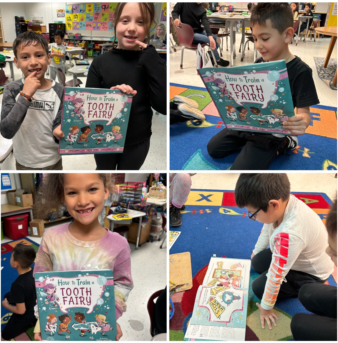 Missing teeth? 🦷 No problem! First graders at @roundraccoons know how to train a tooth fairy now. Thanks, @SueFliess #simonasanfilippo @skyponypress @mymcpsva #kidlit