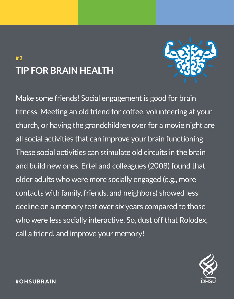 Did you know #social activities can stimulate old circuits in the #brain and build new ones? Social engagement is good for brain fitness! #OHSU #OHSUBrain