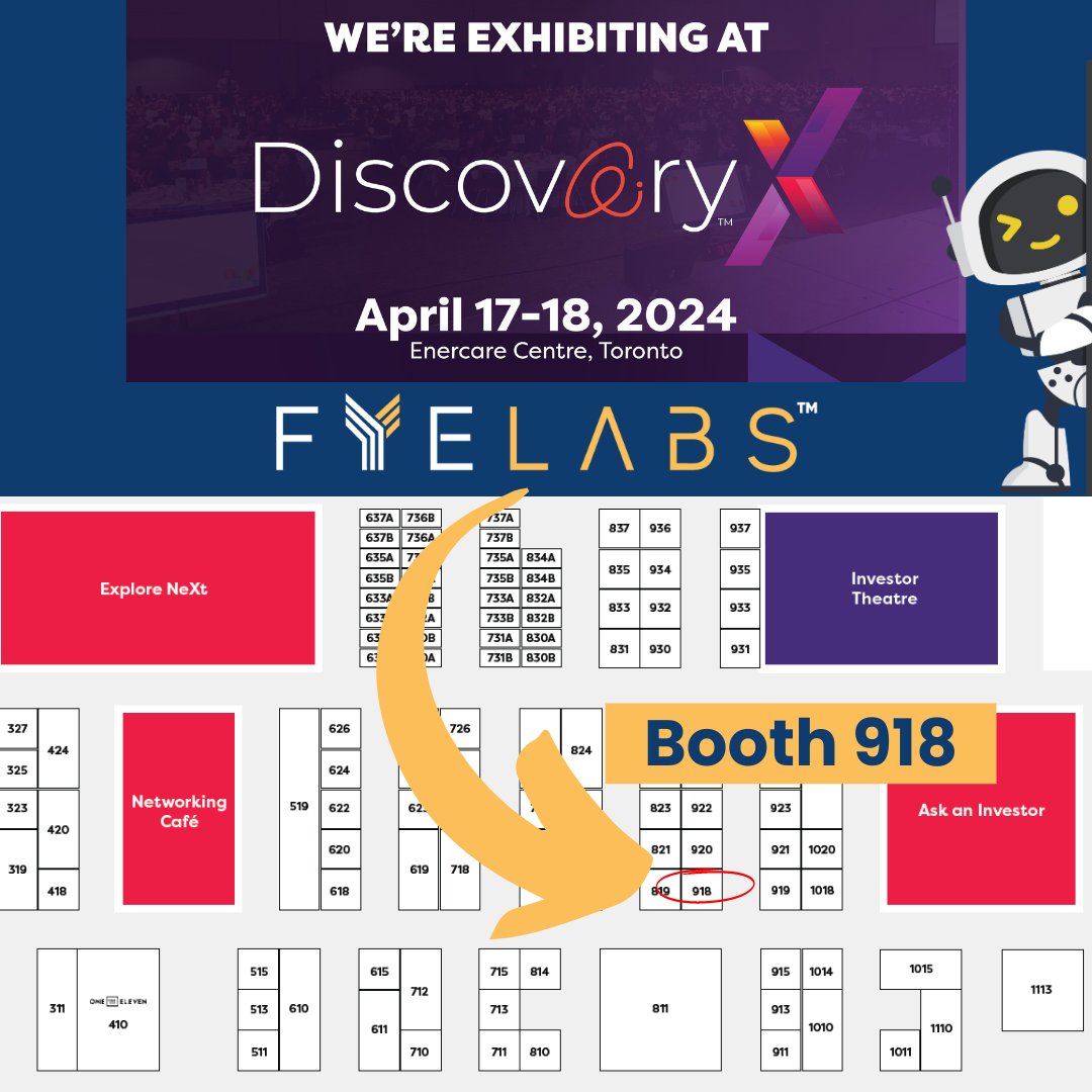 🚀@OCInnovation #DiscoveryX2024 event attracts #earlystage & late stage #startups, #founders, #investors & #innovators for Ontario’s biggest #tech conference! (April 17-18) With 3K+ attendees, 475 exhibitors, keynote speakers & more. 😎Find us at @fyelabs ‘Booth 918.’