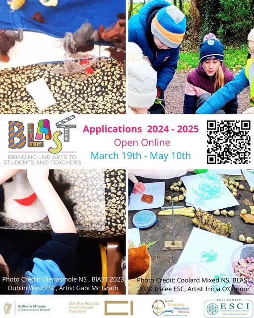 The Department of Education is pleased to announce the launch of the 2024/25 BLAST initiative. Further information on BLAST is available from gov.ie/en/service/690……… Closing date for applications 10 May 2024. @TraleeESC @Education_Ire @ESCItweets @creativeirl