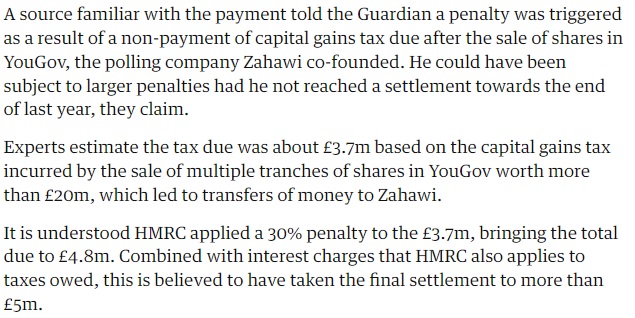 @shushitssusan @JamesDalyMP @AngelaRayner I can't find any evidence of James having reported Nadhim Zahawi to the police after he avoided paying an estimated £3.7m in capital gains tax.