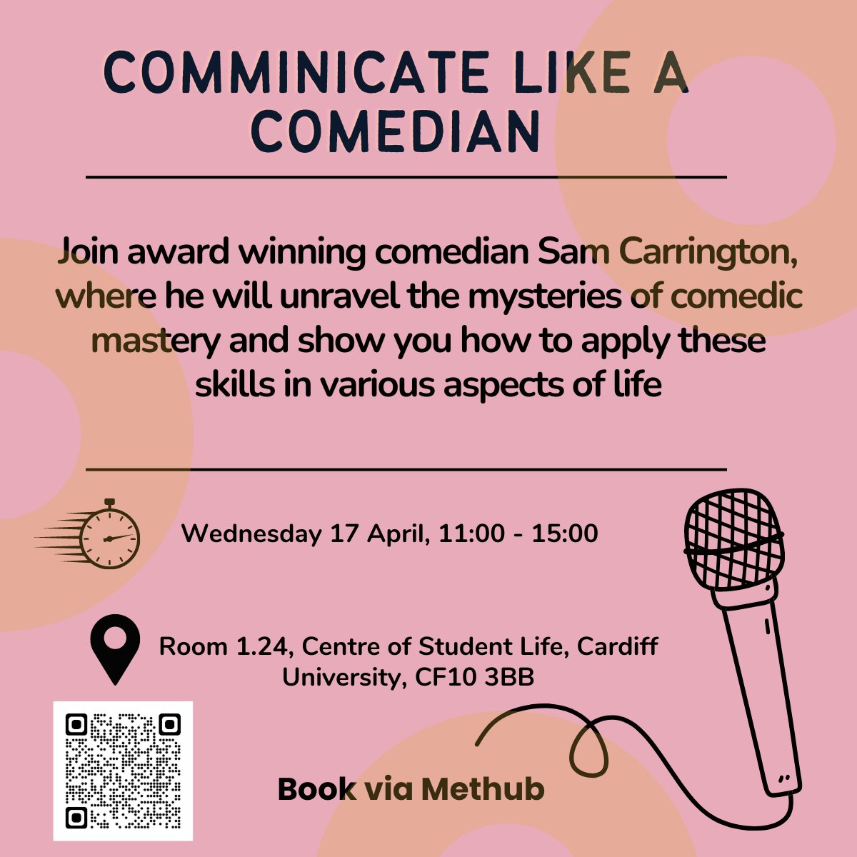 Calling all Cardiff Met students! Looking to build your public speaking skills? Join us for this fantastic workshop at Cardiff University, on the 17th of April. More information can be found on Methub. methub.cardiffmet.ac.uk/s/careers-entr…
