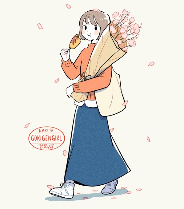 4月ももう半ばですが春っぽいイラストの余白を広くしたものを用意しました!よければ壁紙にお使いください 