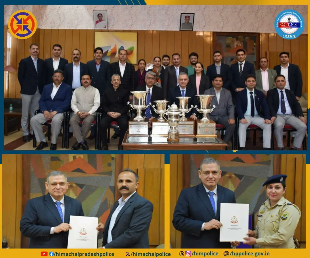 𝐂𝐂𝐓𝐍𝐒 𝐀𝐖𝐀𝐑𝐃 𝐂𝐄𝐑𝐄𝐌𝐎𝐍𝐘 Police Headquarters, Shimla DGP HP felicitated 34 Best Performing Police Personnel from various districts/units with Commendation Certificate Class-I. #CCTNS #Rankings #Himachal #Hilly #States #Best #Performance #Police #Online #HPPolice