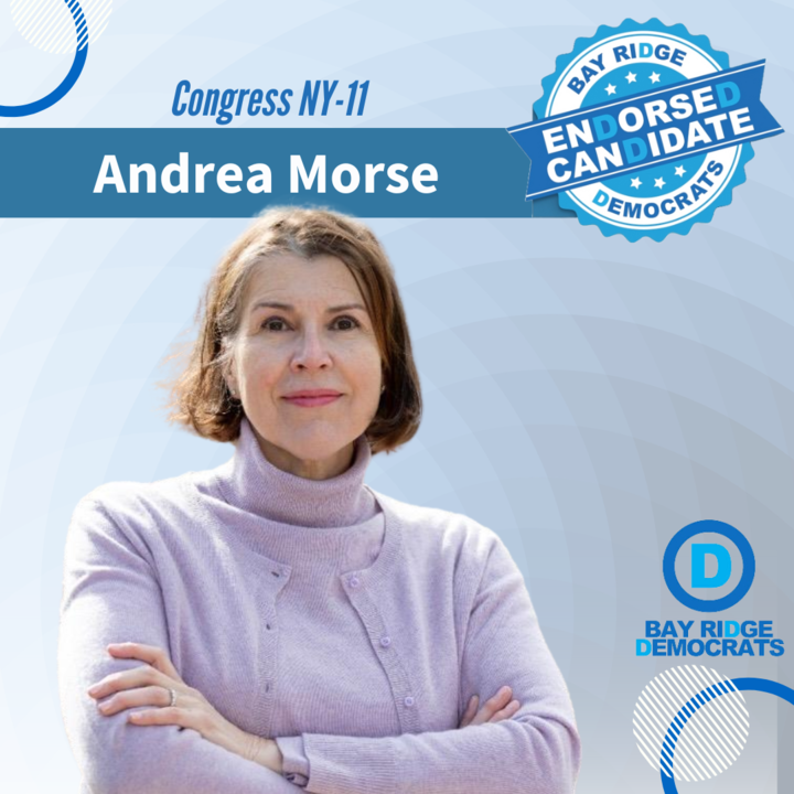 Last night, via a vote by our club membership, the Bay Ridge Democrats endorsed ANDREA MORSE for New York's 11th congressional district.