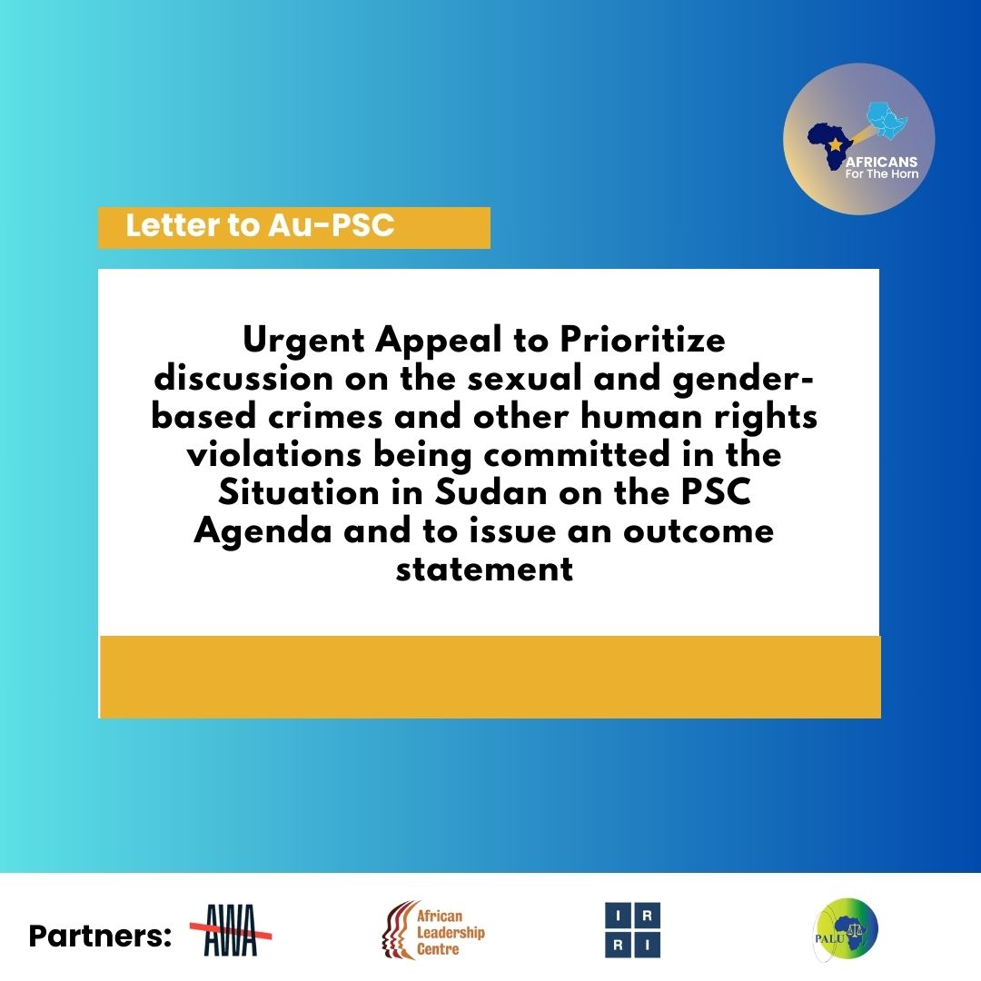 As we approach one-year mark of #conflict in #Sudan, Af4HA wrote a letter to H.E. Ms Jainaba Jagne – Amb. of #TheGambia to the @_AfricanUnion as this month's Chair at the #AUPSC, to prioritise discussion on the heightened commission of #SGBV crimes......