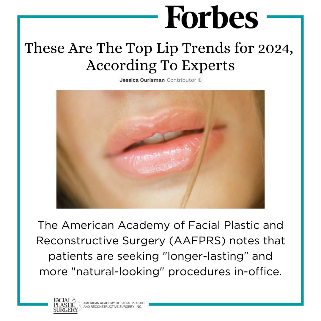 Surgical lip lifts have been around for 50+ years, but the AAFPRS confirms its upward trend in the last several years. Read more on @Forbes ow.ly/CXuk50Rf2qt #AAFPRS #facialplastictrends #liplifts #liptrends