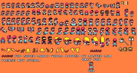 A reminder of how Nintendo utilised our website when making Super Mario Maker on the Wii U - notice the stray orange pixel under Mario's mustache? It somehow matches exactly with the background of the Mario sprite sheet that appeared on Spriters Resource... 🤔