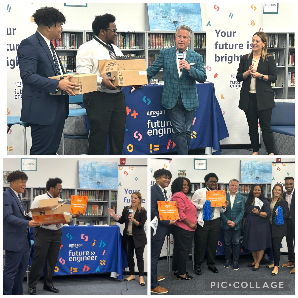 Amazing morning with @amazon honoring two of @browardschools best and brightest students with a $40,000 scholarship! Ervin will be attending @ColumbiaUniver and Christopher will be attending @dartmouth as part of the #AmazonFutureEngineer program. 📚