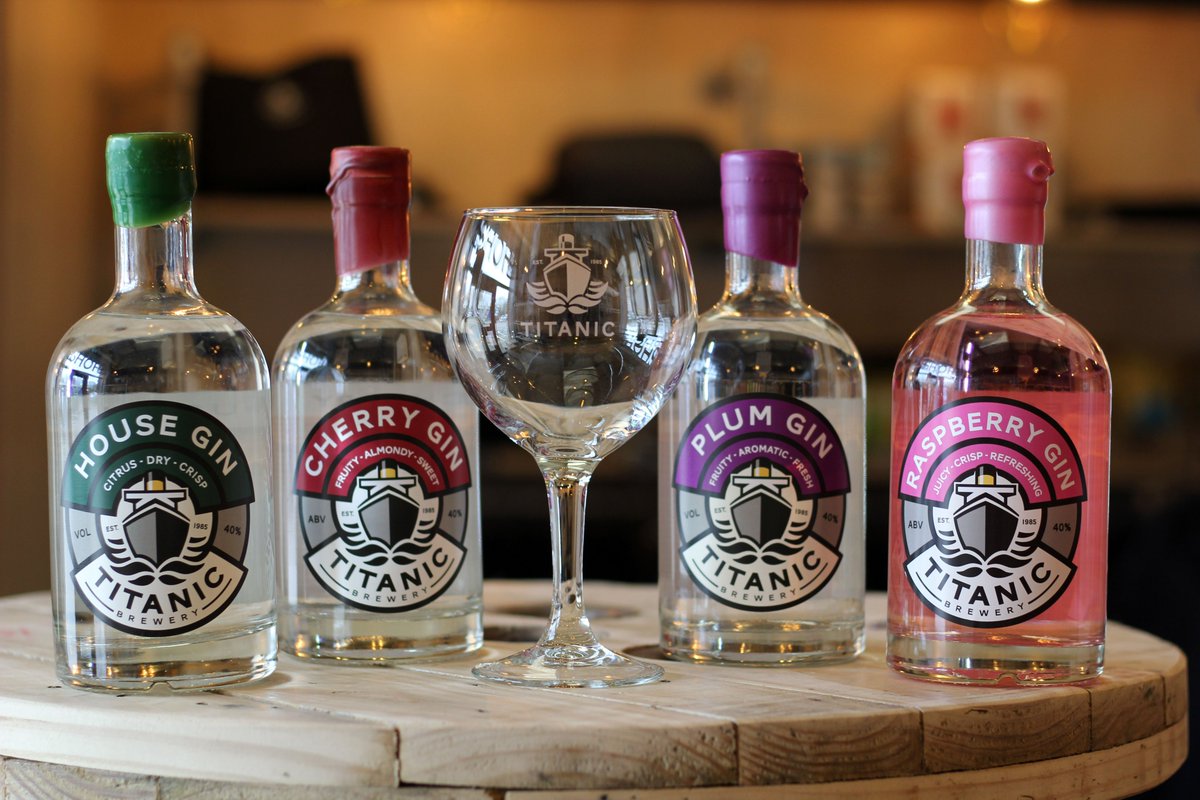 Have you tried Titanic Gin? We have 4 flavours available: House, Plum, Cherry & Raspberry! Bottles are available to buy online and in our brewery shop. The shop is open this Saturday from 9am until 1pm! #breweryshop #gin