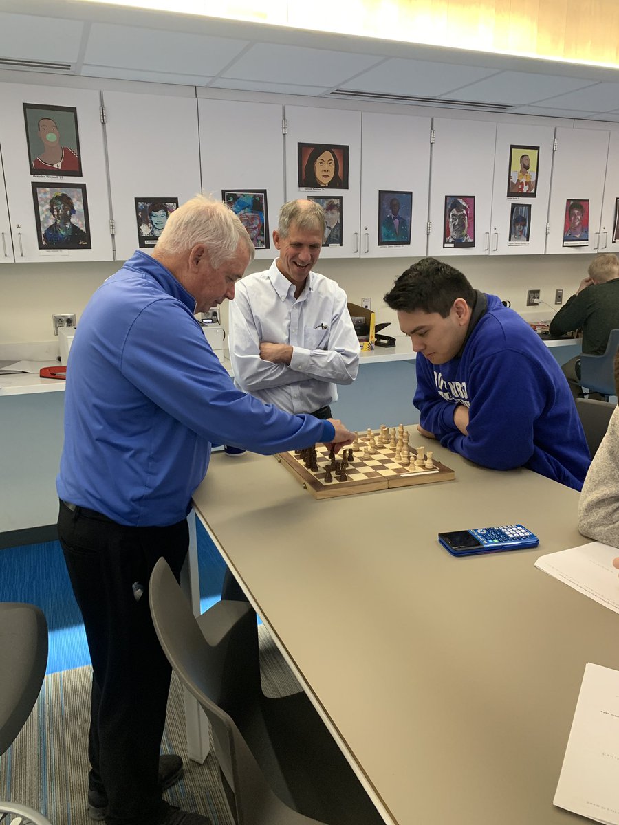 The Connor family was here for Mass today remembering their parent’s goodness to them and to Rockhurst. After Mass, Fr Brian Connor ‘78 decided to take on one of our Hawklets in a game of Chess! Watching on is brother Kevin ‘81. It was unclear who Kevin was cheering for. 😇AMDG