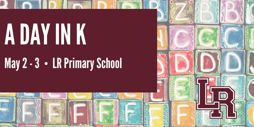 There still time to sign up! LRP will be hosting incoming 2024-25 Kindergarten students at 'A Day in K' May 2-3! All incoming Kindergarteners need to attend to begin the enrollment process. Click the link below to find out more details & sign up! #WeAreLR ps.logrog.net/228022_2