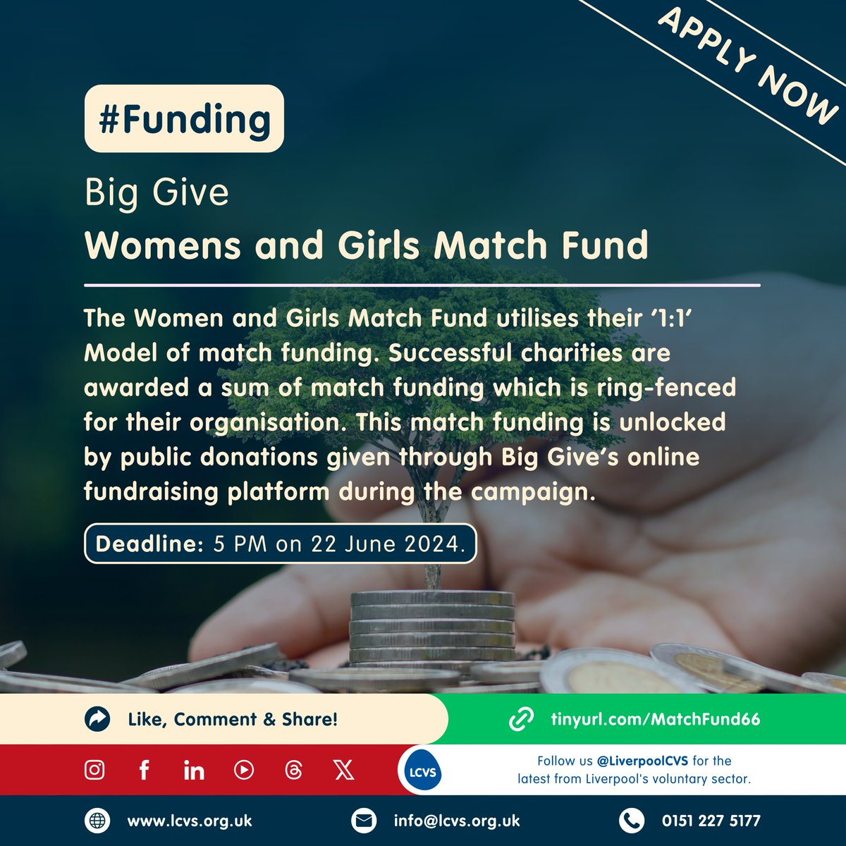 💰#Funding | @BigGive's Women and Girls Fund is now open for applications. 🔔Through the fund, they’re committed to working with exceptional charities, dedicated to serving the women and girls in our communities. ⬇️LEARN MORE⬇️ 🔗tinyurl.com/MatchFund5