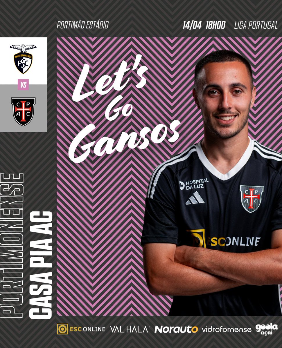 Domingo é dia! 🙌 𝐉𝐮𝐧𝐭𝐨𝐬, até Portimão ⚫️⚪ 🆚 Portimonense 🏟️ Portimão Estádio 📆 14/04 ⏰ 18H 📺 SPORT TV 2 #LigaPortugalBetclic #LetsGoGansos #VoaPorMais