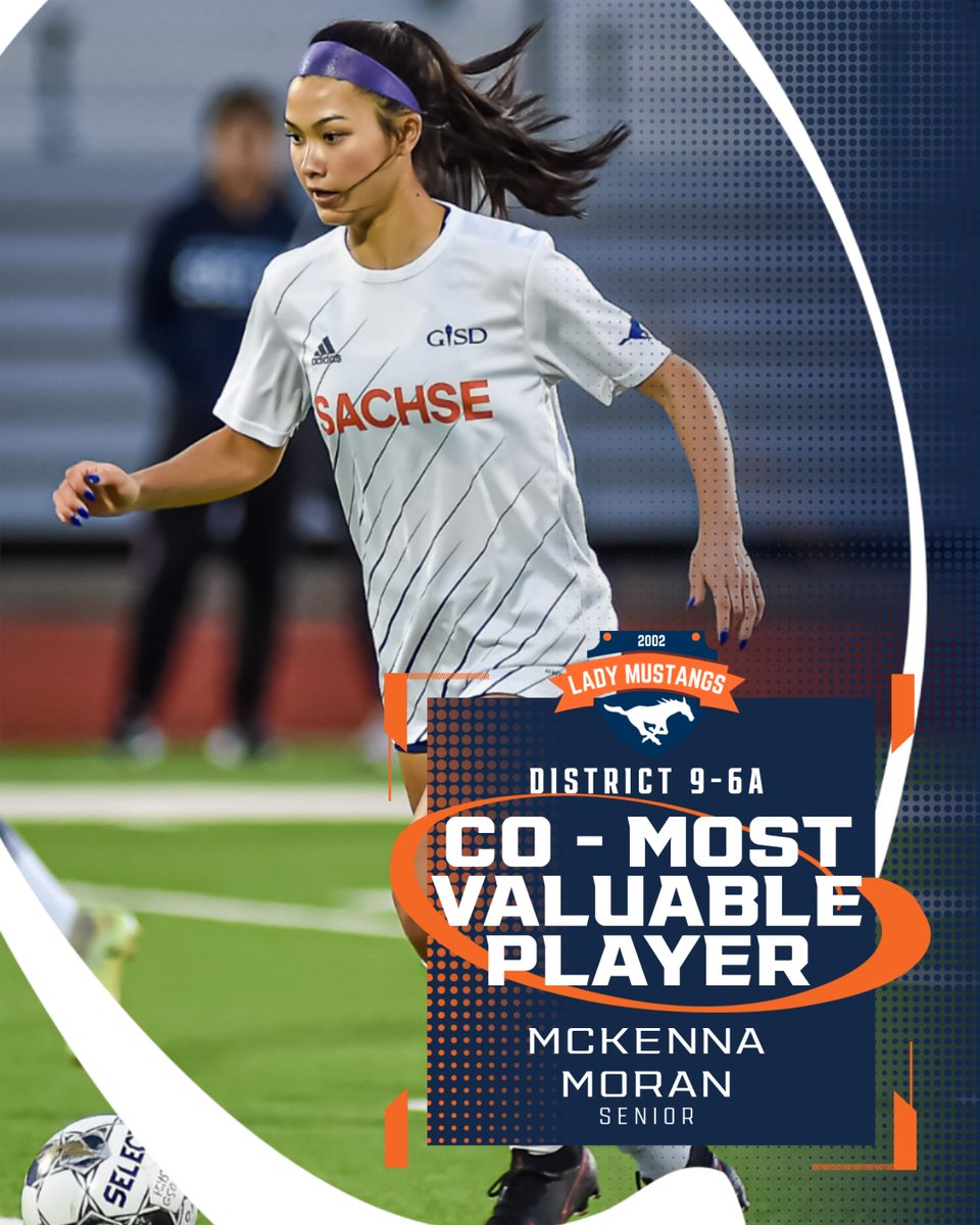 DISTRICT 9-6A CO-MVP 🏆 19 goals and 20 assists in District play 🤯 @McKennaMoran19 put together one of the best seasons in recent history as she secured a share of the District MVP award ❗️ #LadyStangs x #IYKYK