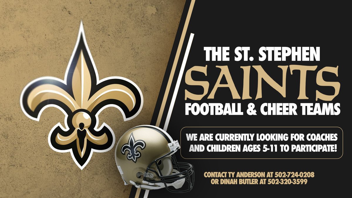 Are you ready for the St. Stephen Saints? We are looking for coaches and players (5-11 years old). Sign up today! #ssclive @kwcosby