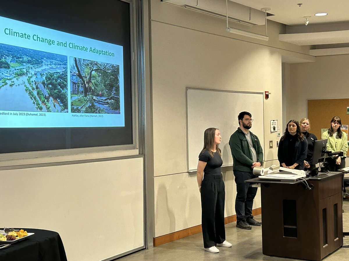 Case Group B comprising of Riley Chappell Alexandre Legault Maranada Pittman Christie Hagerman Clara Reynolds-White speaking about #NatureBasedSolutions to address #climate and #biodiversity emergencies in #NovaScotia. @DalhousieU @DalScience