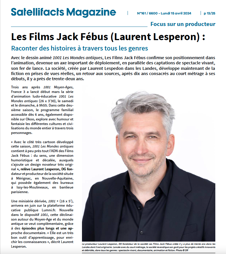 Focus sur un producteur : Les Films Jack Fébus (Laurent Lesperon), raconter des histoires à travers tous les genres Article réservé aux abonnés : satellifacts.com/fr/article/vie…