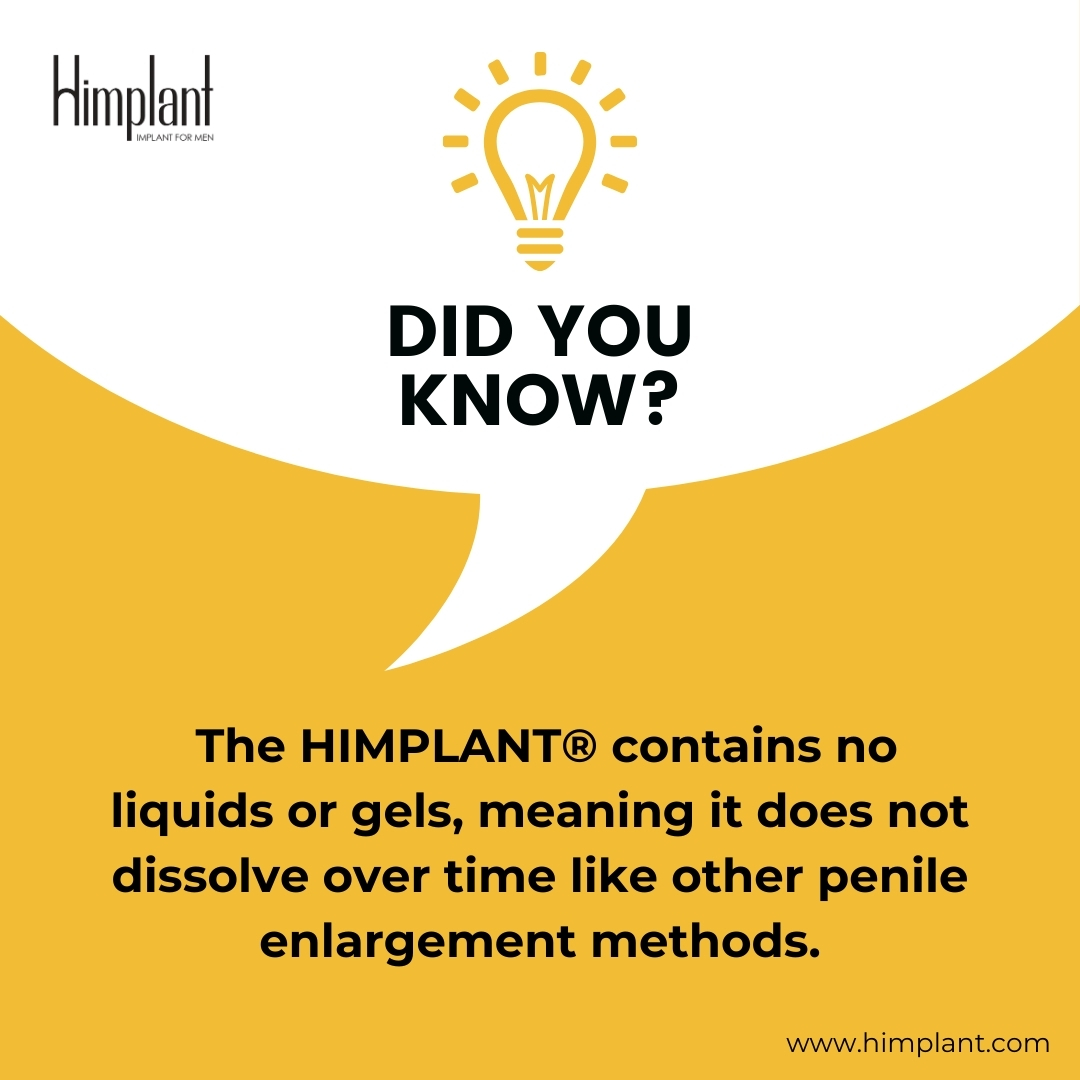 Ever heard? HIMPLANT®'s unique design contains no liquids/gels, ensuring it won't dissolve over time like others. A lasting solution in the journey to empowerment and confidence. 💡🚀

#Himplant #Penuma #MensHealth #MaleEnhancement #Implant #Men #HealthInnovation #LastingResults