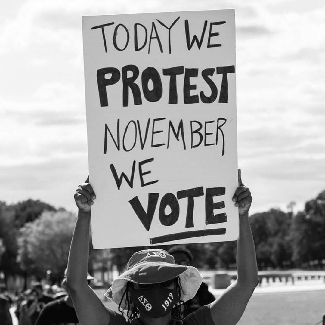 In this house, we protest AND vote! We'll fight in the streets and at the polls for what is right. #RockTheVote 🗳️ @Participant