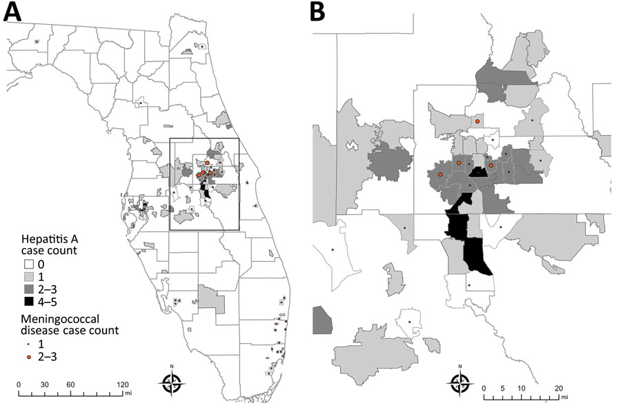 Concurrent outbreaks of #hepatitis A, invasive #meningococcal disease, and #mpox were identified in Florida, primarily among men who have sex with men. Learn more in this April 2024 #CMEActivity EID journal article: bit.ly/3vtcoBD (Authors: Timothy J. Doyle, et al.)