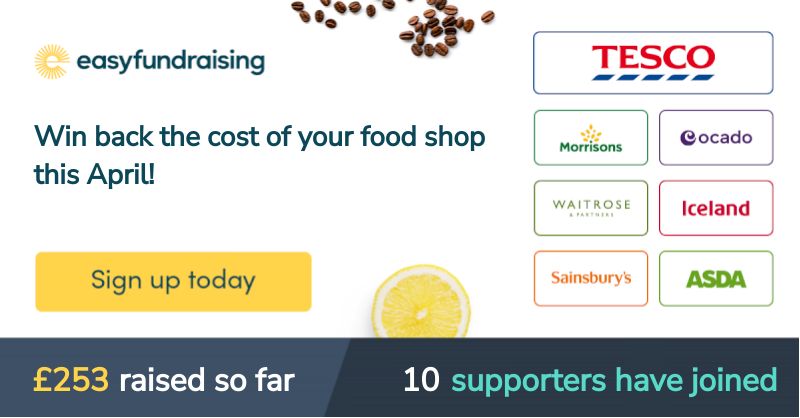 Did you know that you can help us receive regular donations by doing your weekly food shops via easyfundraising? Not only that, this month only you also have the chance to WIN back the cost of your shop with different supermrkets! Help make a difference: bit.ly/43QAP8N