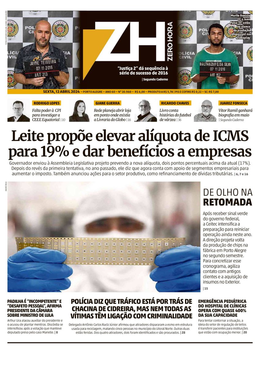 CEITECSA's tweet image. CEITEC está na capa de Zero Hora de hoje.