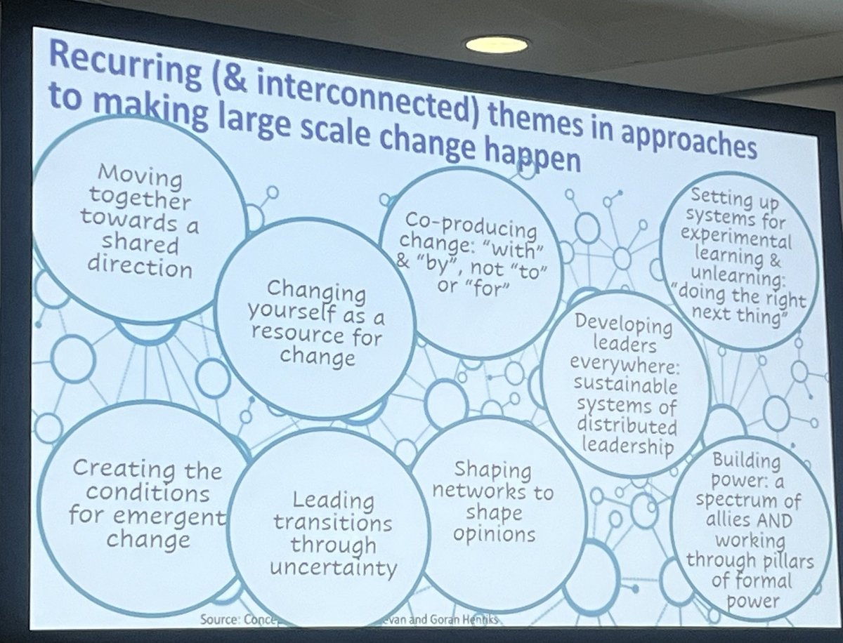 Emerging interconnected key themes in approaches to large scale change from @HelenBevan @goranhenriks @karas01 #Quality2024