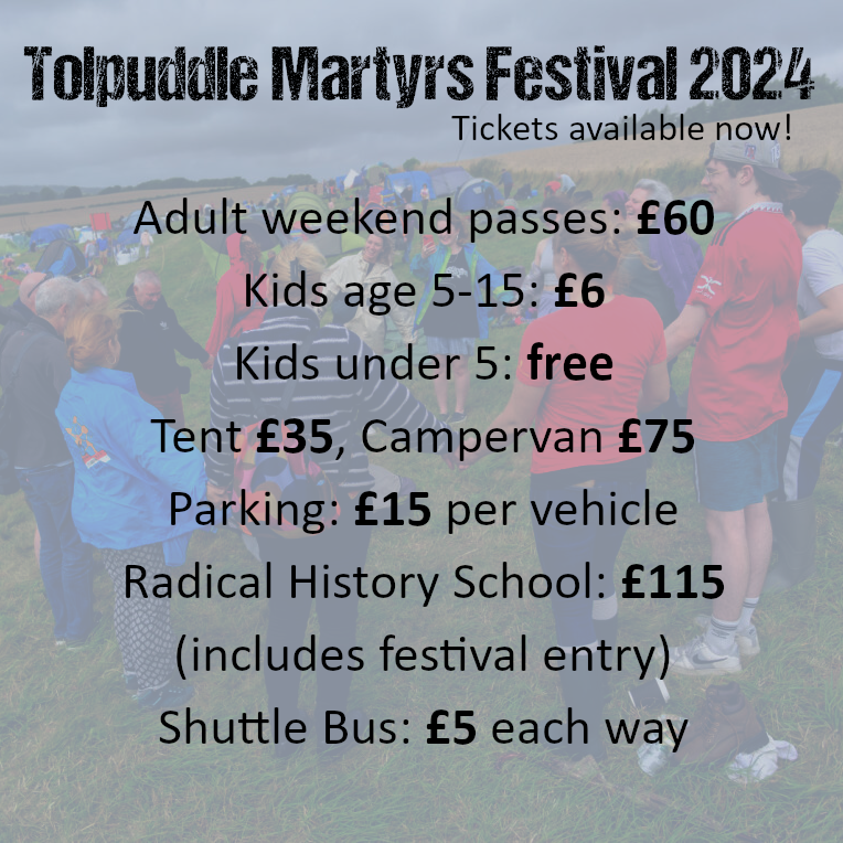 This festival's tickets are live and selling like hotcakes! Grab yours here: tolpuddlemartyrs.org.uk/tickets Insider info: the Radical History School and campervans are the two which always sell out. 😉