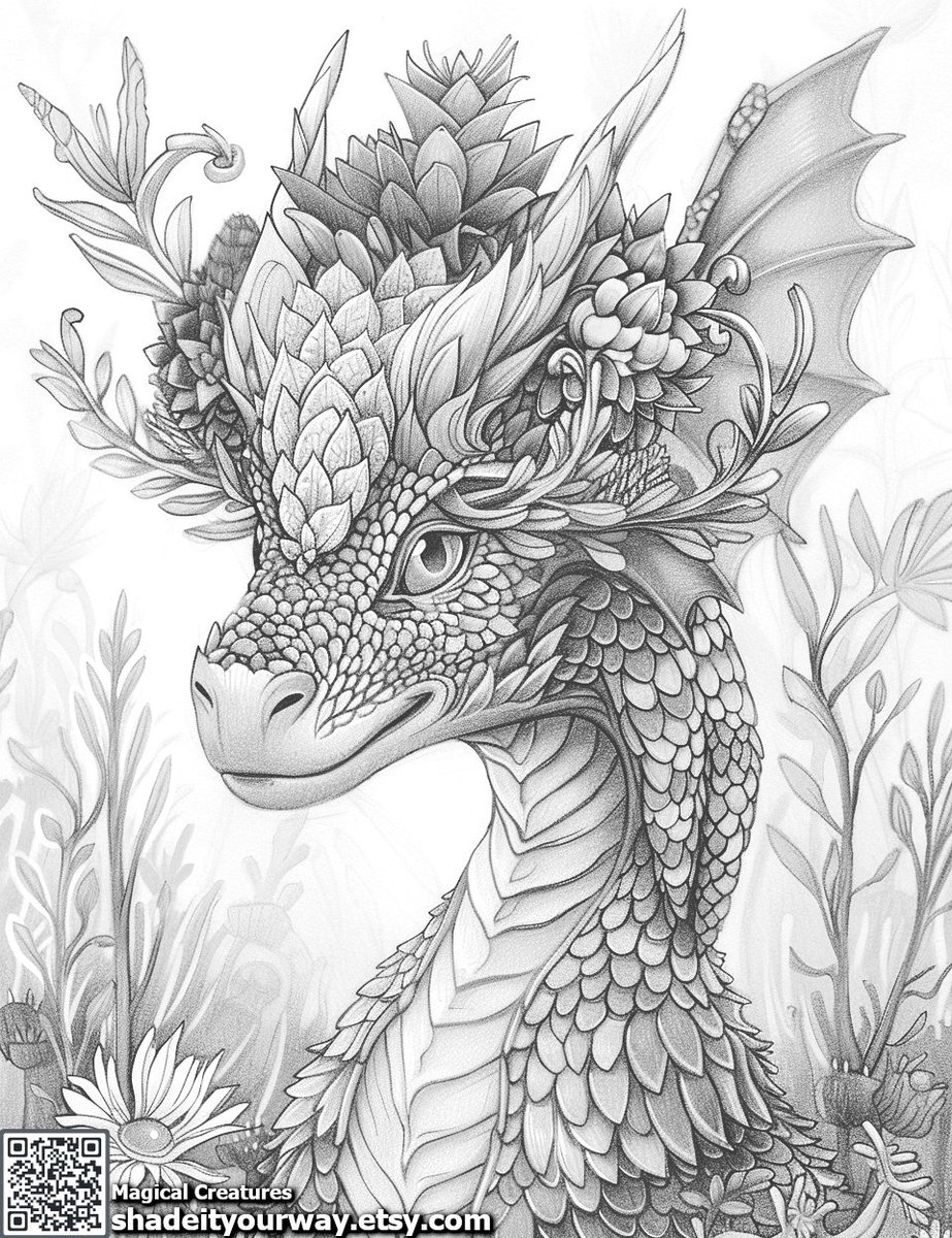 Here is a page from my new book 'Magical Creatures'. Now available on my Etsy shop. Enjoy! shadeityourway.etsy.com

#coloring #ColoringBook #coloringbookpage #Grayscale #adultcoloring #freebies #etsy #EtsySeller #etsystore #beautiful #fantasy #magical #enchanted #creaturedesign