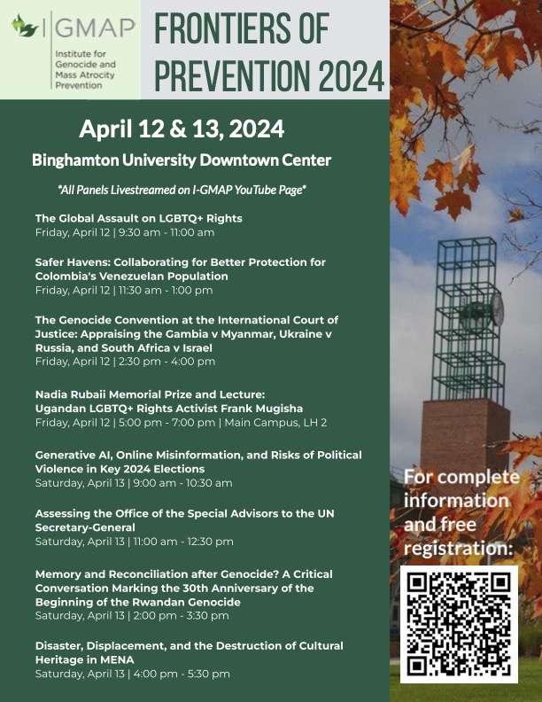 Look forward to discussing #genocide and intl law along with @WordsAreDeeds and @jocelyngetgen at the 2024 @BinghamtonIGMAP conference today.