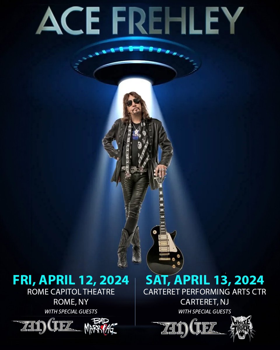 .@ace_frehley

Today: Apr 12 Rome Capitol Theatre, Rome, NY
With Special Guests: #Angel #BadMarriage