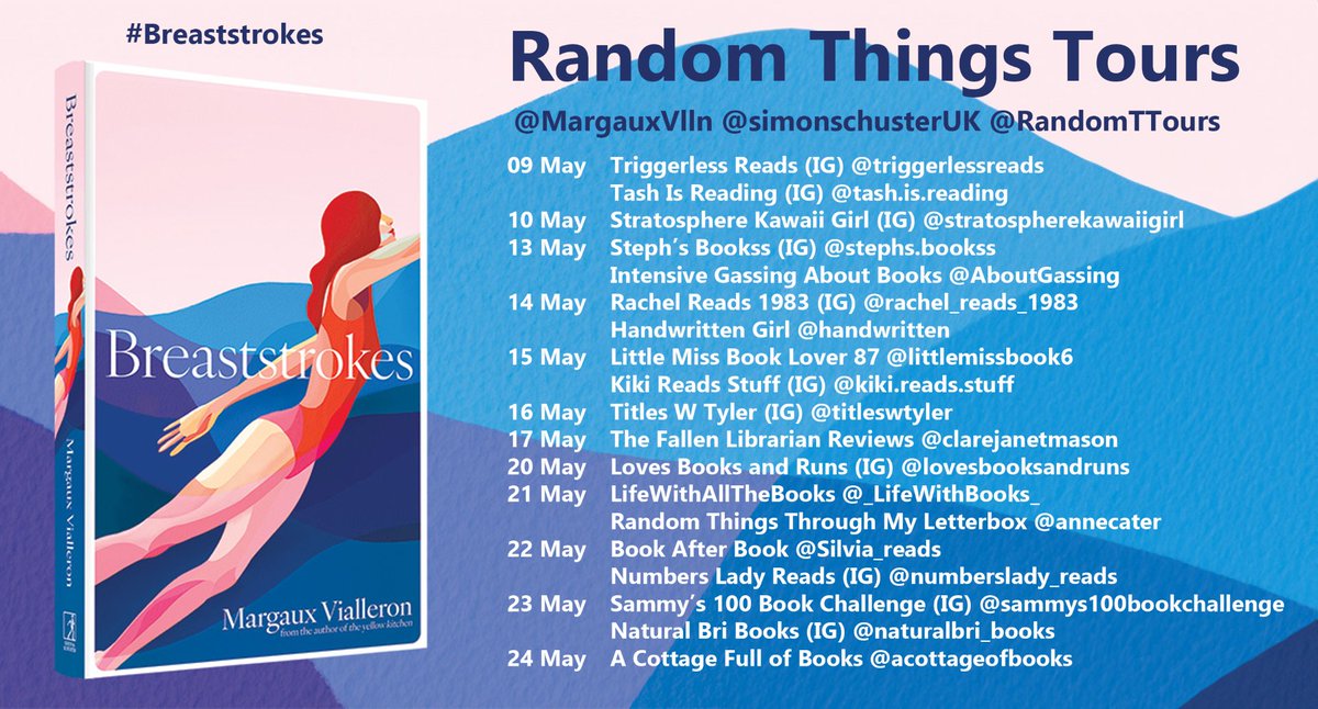 Delighted to organise this #RandomThingsTours Blog Tour for #Breaststrokes by @MargauxVlln with @simonschusterUK Begins 09 May