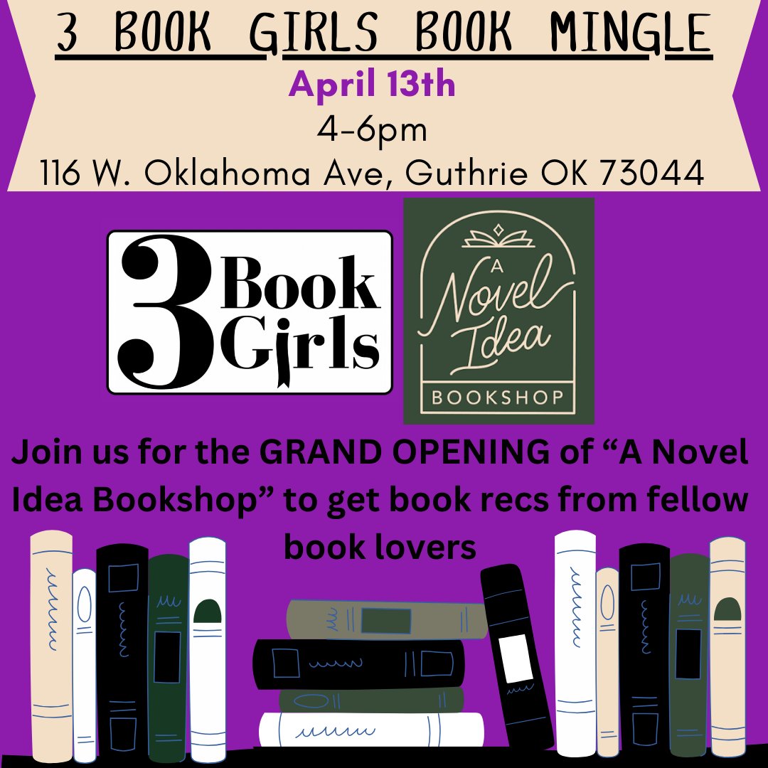 We are so excited to be part of A novel idea bookshop grand opening Tomorrow! Come and join us to meet new book friends and get book recs! #bookstagram #bookish #books #bookmingle #oklahoma #bookishfriends