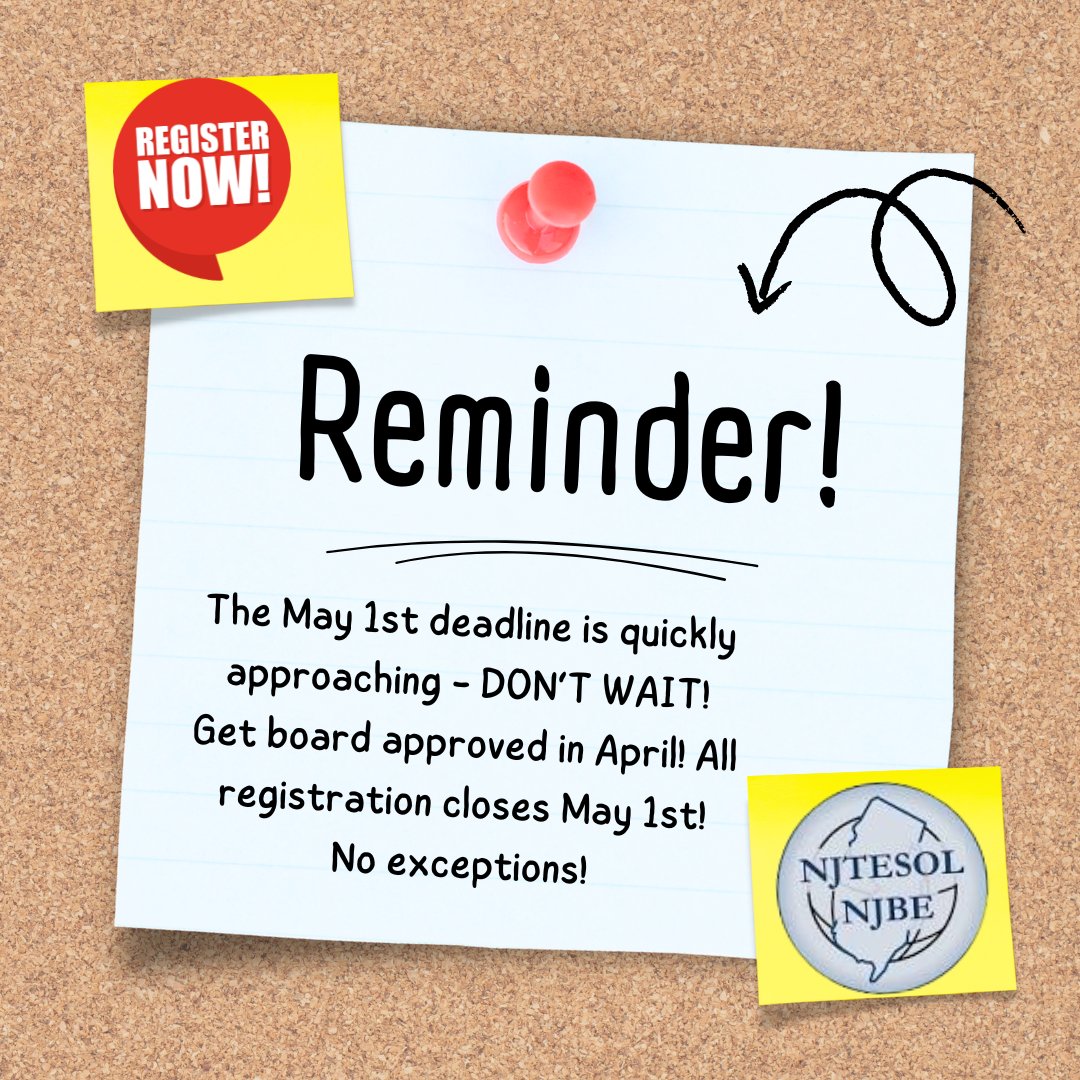 ✅ Register Here for NJTESOL/NJBE Spring Conference 2024: njtesol-njbe.org/spring-confere…