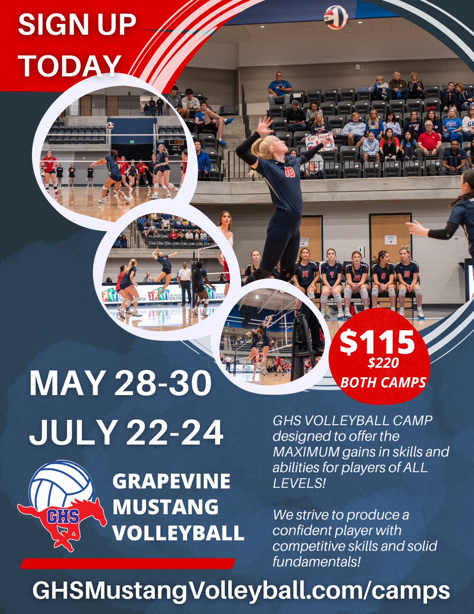 GVB CAMP! ❤️🐴🏐 Come have fun and grow your skills with us this summer! #alwaysamustang GHSMustangVolleyball.com/camps @GCISD_Athletics