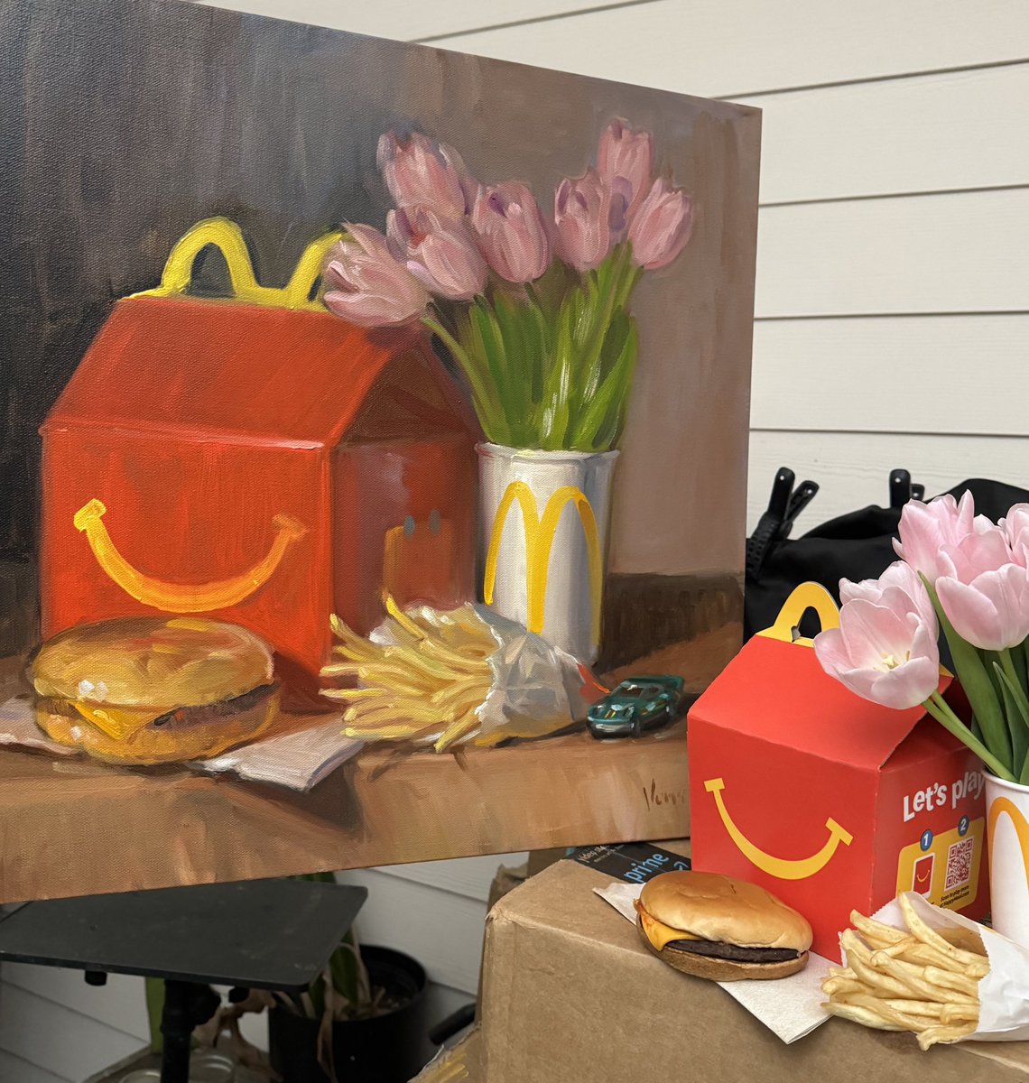 My oil painting of a Happy Meal and the models