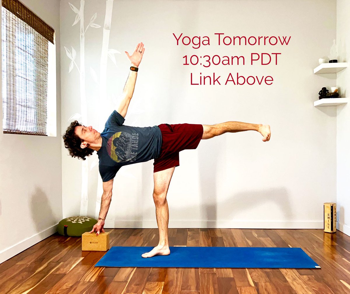 Balance is not a state of arrival, but a fluid action with peaks and valleys, wobbles and falls. Work toward mental and physical balance with me tomorrow at 10:30am PDT. 🔺 eventbrite.com/e/trevors-zoom… 🔺 #streamingyoga #onlineyoga #yogateacher #yogaclass #donationyoga