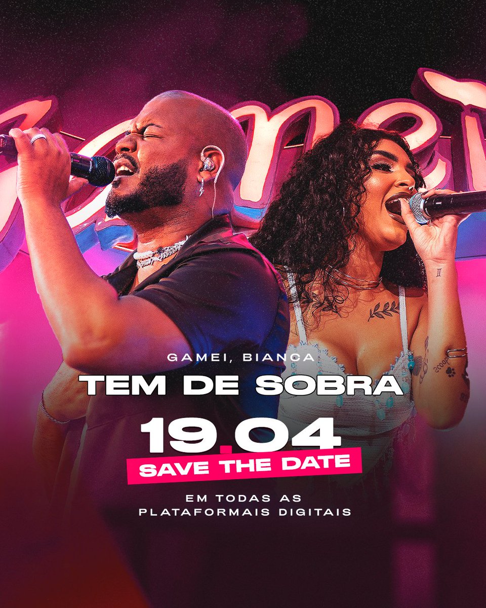 GameiOficial's tweet image. Tão pensando que acabou?
Na próxima sexta, dia 19, chega em todas as plataformas Tem de Sobra, uma parceria DAQUELAS com Mc Bianca! ✨
Um pagodinho para os que estão com o coração com amor DE SOBRA! 💕
Anota aí: próxima sexta, dia 19.
#Gamei #Bianca #pagoderj