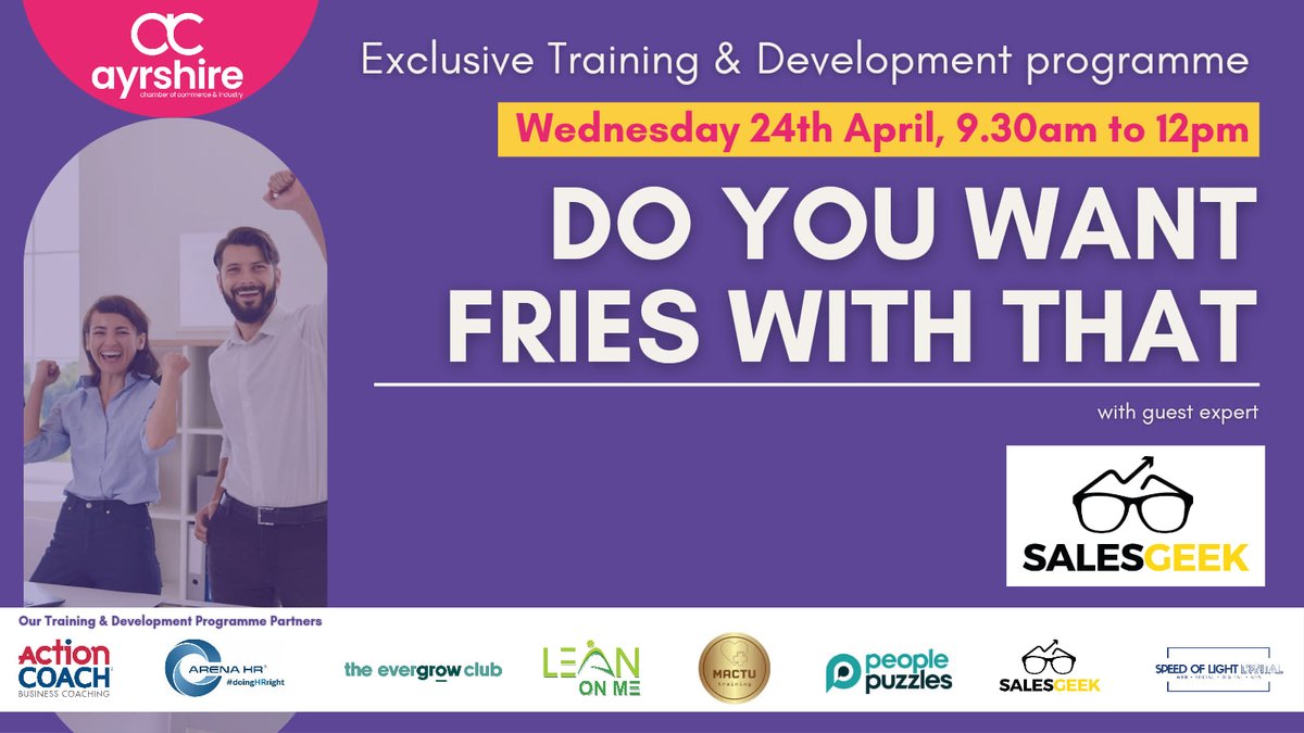 This session will explore effective principles from leading organizations, teaching you how to apply them in a manner that delivers real value to your clients and feels genuine, not 'salesy'. 📆 24th April | 9:30am Register today! 🔗 ayrshire-chamber.org/event/1327/do-… #Ayrshire